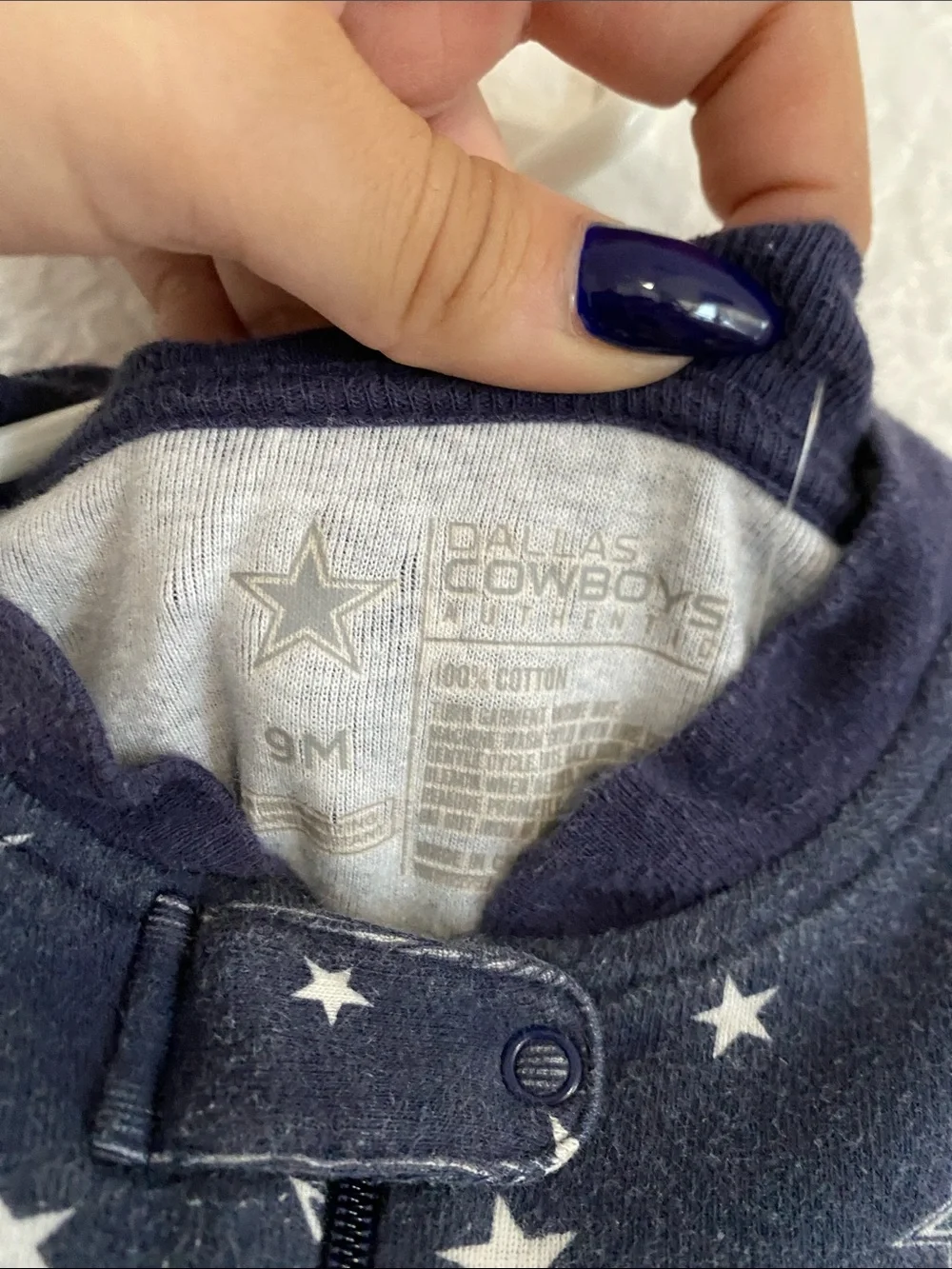 Navy Star-Print Footed One-Piece Pajamas